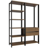 Imagem da oferta Guarda-Roupa Closet Modulado Valencia 2 Gavetas 129cm Rustic/Preto Madesa