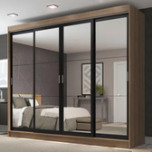 Imagem da oferta Guarda-Roupa Casal Madesa Austin 4 Portas de Correr de Espelho 3 Gavetas