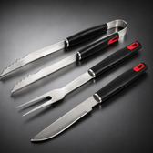 Imagem da oferta Conjunto Churrasco Garfo Faca Pegador 3 Peças - Moob