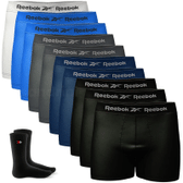Imagem da oferta Kit com 10 Cuecas Boxer Reebok + 1 Par de Meias Sandrini