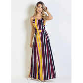 Imagem da oferta Vestido Longo Listrado com Alças - Moda Pop