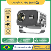 Imagem da oferta Vevshao a12 projetor mini portátil led vídeo android 11.0 wifi 6 espelho smartphone para 1080p 4k vídeo projetor de cinema em casa