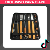 Imagem da oferta Kit Churrasco Inox Facagarfopegadorespatulaamoladorchaira churrasqueiro facas