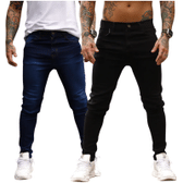 Imagem da oferta Kit 2 Calça Jeans Masculina Preta Azul Direto Fabrica Slim