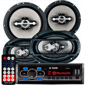 Imagem da oferta Kit Som Automotivo Bluetooth Auto Falante Leson 6 + 6x9 340w
