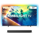 Imagem da oferta Philips Smart TV Ambilight 55" 4K, 55PUG810078 + Soundbar TAB4000, Aparelho de Áudio para TV, Bluetooth, HDMI ARC e USB