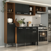 Imagem da oferta Armário De Cozinha Compacta Smart Multimóveis Mp2183 Cor Madeirado/Preto
