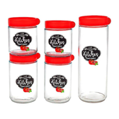 Imagem da oferta Potes Herméticos de Vidro Kitchen Vermelho 5 Peças - Casambiente