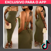 Imagem da oferta Vestido Midi Tricot Modal Premium Trançado nas Costas - Festa e Praia