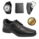 Imagem da oferta Sapato Social COURO Kit Carteira Relógio Cinto Preto Marrom Elegante Casual Conforto - WSHOES
