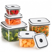 Imagem da oferta Kit 5 Potes Herméticos Transparentes Plástico Tampa Vedante Livre De Bpa Empilháveis 360ml A 2300ml Para Freezer E Micro-ondas