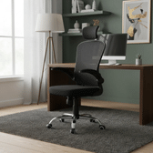 Imagem da oferta Cadeira De Escritório Ergonômica Giratória B100 Boston Preta Com Estofado Mesh Com Ajuste Lombar Luvinco