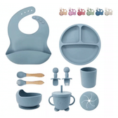 Imagem da oferta Kit Introdução Alimentar Bebê Prato Babador Copo Talher 8