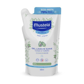 Imagem da oferta Mustela Refil Gel Lavante Suave 400ml - Sabonete Líquido Corpo e Cabelo para bebês e crianças – feito com 93% de ingredientes de origem natural