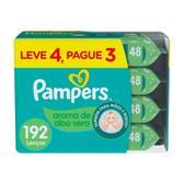Imagem da oferta Lenço Umedecido Pampers Aloe Vera 192 unidades (4 pacotes com 48 unidades cada)