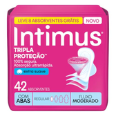 Imagem da oferta Absorvente Intimus Tripla Proteção Dia Suave Com Abas, Fluxo Moderado, 42 Unid