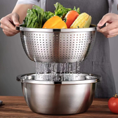 Imagem da oferta Escorredor De Arroz Inox Legumes Frutas Multiuso Cozinha Alça Coador Peneira Drenagem Inoxidável