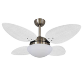 Imagem da oferta Ventilador De Teto Bronze 4 Pás Volare Petalo Palmae Branco Vidro Fechado 220v Volare Volare 220v Bronze
