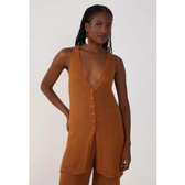 Imagem da oferta Regata Tricot Dress To Reta Barra Ondas Caramelo
