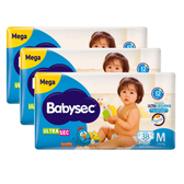 Imagem da oferta Kit Fralda Descartável Babysec Galinha Pintadinha Ultrasec Mega M 38 Tiras - 114 Unidades