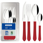 Imagem da oferta Faqueiro 12 Peças Tramontina Leme com Lâminas em Aço Inox e Cabos de Polipropileno - Vermelho