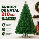 Imagem da oferta Árvore de Natal 2,10m 1200 Galhos Verde Base Metal Pinheiro Canadense Atelier Enovelada