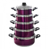 Imagem da oferta Jogo De Panela Belissima Roxo 5 Peças Tampa de Vidro