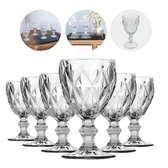 Imagem da oferta Jogo 6 Taças Diamante Vidro 330ml Copo Diamond Moderno Luxo Transparente Butter Cream Diamante Lapidado