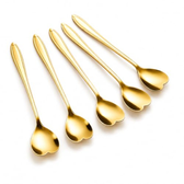 Imagem da oferta Kit Colher Coração Fofa para Cozinha Mesa Posta Douradas Café Sobremesa Chá Aço Inoxidável Kit Com 5 Colheres Coração