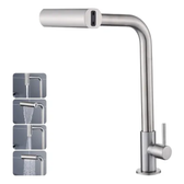 Imagem da oferta Torneira de Cozinha Inox 304 Prata Água Fria – 4 Modos de Jato | Bica Alta Gourmet Controle de água fria Design Moderno Winda