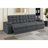 Imagem da oferta Sofá Confort Premium 230m Assento RetrátilReclinável porta copos e USB Suede Cinza - XFlex Sofas