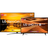 Imagem da oferta Smart TV LED LG 55'' 55SM9000 Ultra HD 4K 4 HDMI 3 USB 240Hz + Smart TV Tela Led 43" LG 43UM7300PSA Ultra HD 4K 3 HDMI
