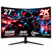 Imagem da oferta Monitor Curvo Gamer 2427" IPS QHD 2k180Hz 1ms FreeSync, Tela Ultrafina, Conexões HDMIDP e Fixação VESA para PC