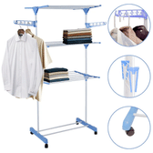 Imagem da oferta Varal De Chão Grande De Roupas 3 Andares Dobrável Cor Azul Kontuz 170 cm