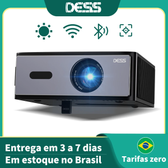 Imagem da oferta Projetor DESS Full HD 1080P Vídeo 4K Dual WiFi6 Autofoco Correção Keystone Espelhamento Android Projetor 3D Home Thea