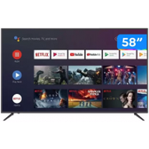 Imagem da oferta Smart TV 4K HQLED 58” JVC LT-58MB708 Android - Wi-Fi Bluetooth HDR 4 HDMI 3 USB