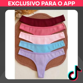 Imagem da oferta Kit até 10 Calcinhas Fio Dental com algodão Canelado Feminina Conforto e Sensualidade para o Dia a Dia
