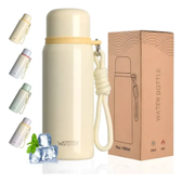 Imagem da oferta Garrafa Térmica Inox 500ml Parede Dupla Gelada 24h Com Alça Bege