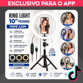 Imagem da oferta Ring Light Iluminador 10 Polegadas Com Tripé De 2.10 Metros Para Maquiagem Live Vídeos