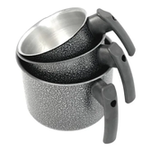 Imagem da oferta Conjunto 3 Peças Caneca Leiteira Fervedor Craqueado Alumínio Preto