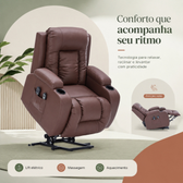 Imagem da oferta Poltrona de Massagem Poltrona Reclinável Poltrona do Papai Austin Elevação Lift 150º PU Marrom Chocolate G94