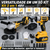 Imagem da oferta Kit ferramentas elétricas 2 Em 1 Chave De Impacto + Esmerilhadeira 48v Com 2 Baterias E Acessórios
