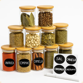 Imagem da oferta Pote de Vidro Hermetico Tampa Bambu Porta Temperos Bambu Potes Para Temperos Pote de Vidro Para Tempero 10un
