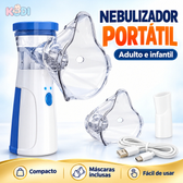 Imagem da oferta Nebulizador Portátil Mesh Adulto e Infantil com Máscaras e Bocal Alimentação USB-C ou Pilhas AA KODI
