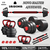 Imagem da oferta HEROI Kit Academia Em Casa 15kg20kg Halteres Ajustáveis