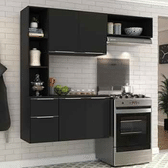Imagem da oferta Cozinha Compacta Completa com Armário e Balcão Sofia Mp2001 Preta – Multimóveis Design Moderno e Espaçoso