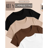 Imagem da oferta Kit 4 Blusas Feminina Suplex Estilosa T Shirt Básica Casual