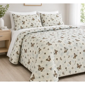 Imagem da oferta Colcha Piquet Cama Casal Queen Cobre Leito Com 3 Peças Borboleta Marrom