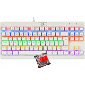 Imagem da oferta Teclado Mecânico Gamer Redragon Dark Avenger Lunar White IIuminação Rainbow Switch Vermelho K568W-R