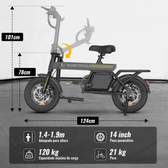 Imagem da oferta Bicicleta eletrica honeywhale b20 440w 120kg, scooter motor ebike